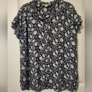 Loft Floral Short Sleeve Blouse